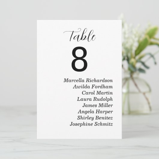 Tafelnummer Bruiloft Met Namen (Staand voorkant)