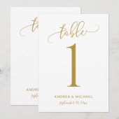 Tafelnummer Bruiloft Pret Gouden Calligrafie (Voorkant / Achterkant)