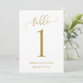 Tafelnummer Bruiloft Pret Gouden Calligrafie