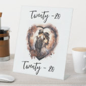 Tafelnummer Bruiloft Romantisch waterverf hart Reclamebord Met Voetstuk (Insitu)