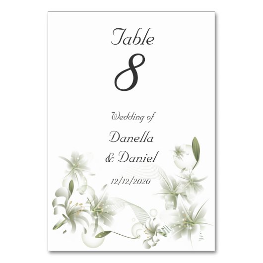 Tafelnummer Bruiloft Witte Bloemen Bloem (Voorkant)