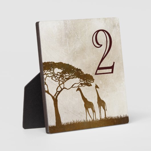 Tafelnummer bruin en eiwit Giraffe Fotoplaat (Voorkant)