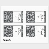 Tafelnummer Damask Pen & Ink Black White Wedding Rechthoekige Sticker (Vel)