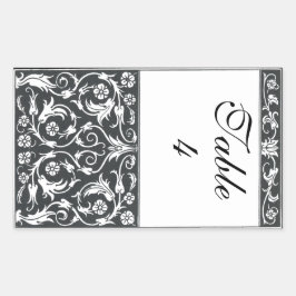 Tafelnummer Damask Pen & Ink Black White Wedding Rechthoekige Sticker