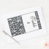 Tafelnummer Damask Pen & Ink Black White Wedding Rechthoekige Sticker (Envelop)
