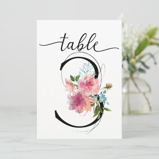 Tafelnummer drie pioenrozen Tafel Nummer (Staand voorkant)