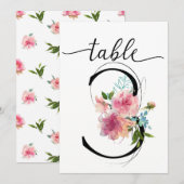 Tafelnummer drie pioenrozen Tafel Nummer (Voorkant / Achterkant)