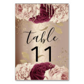 Tafelnummer druipt bloemen Roos Marsala Bourgondië (Achterkant)