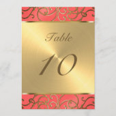 Tafelnummer Elegant Coral and Gold Filigree (Voorkant)