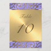Tafelnummer Elegant Lavender Paars Gold Filigree (Achterkant)