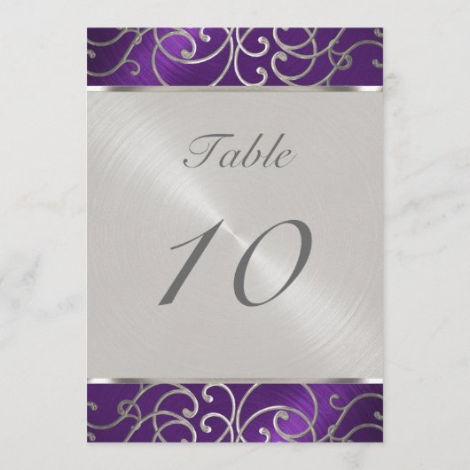 Tafelnummer Elegant Paars en Silver Filigree (Achterkant)