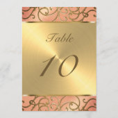 Tafelnummer Elegant Peach en Gold Filigree (Achterkant)