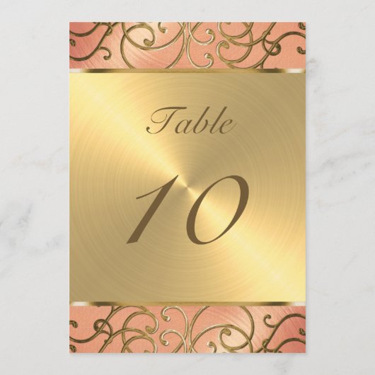 Tafelnummer Elegant Peach en Gold Filigree (Achterkant)