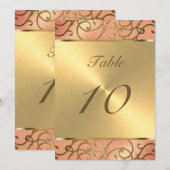 Tafelnummer Elegant Peach en Gold Filigree (Voorkant / Achterkant)