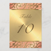 Tafelnummer Elegant Peach en Gold Filigree (Voorkant)