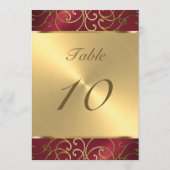 Tafelnummer Elegant Red en Gold Filigree (Achterkant)