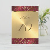 Tafelnummer Elegant Red en Gold Filigree (Staand voorkant)