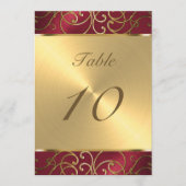 Tafelnummer Elegant Red en Gold Filigree (Voorkant)