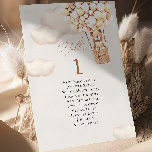 Tafelnummer en gastnamen berenballonnen