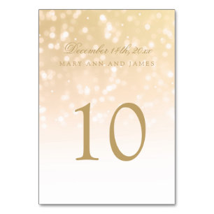 Tafelnummer Gold Bokeh Sparkle Lights