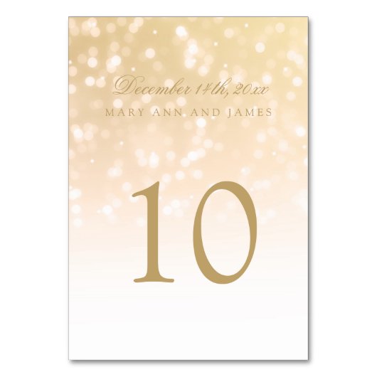 Tafelnummer Gold Bokeh Sparkle Lights (Voorkant)