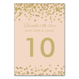 Tafelnummer Gold Faux Glitter Confetti Blush Roos