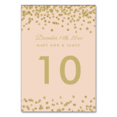 Tafelnummer Gold Faux Glitter Confetti Blush Roos (Achterkant)