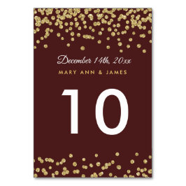 Tafelnummer Gold Faux Glitter Confetti Marsala