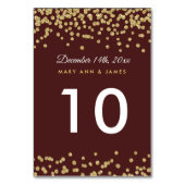 Tafelnummer Gold Faux Glitter Confetti Marsala (Achterkant)