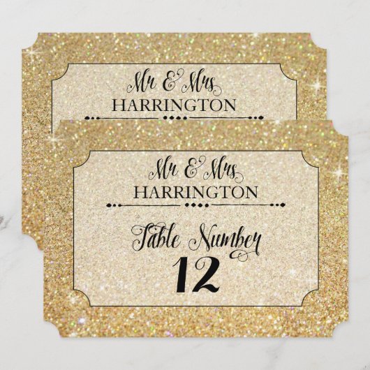 Tafelnummer Goud Glitter H. & Mevrouw Modern Fab (Voorkant / Achterkant)