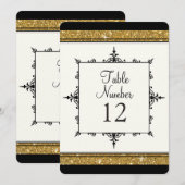 Tafelnummer Goud Ornament Glitter Gestreept (Voorkant / Achterkant)