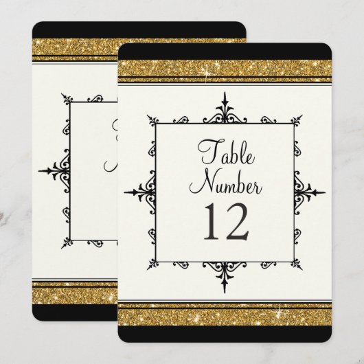 Tafelnummer Goud Ornament Glitter Gestreept (Voorkant / Achterkant)