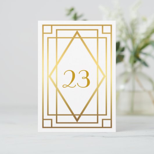 Tafelnummer,Great Gatsby,elegant,chic,wit goud Kaart (Staand voorkant)