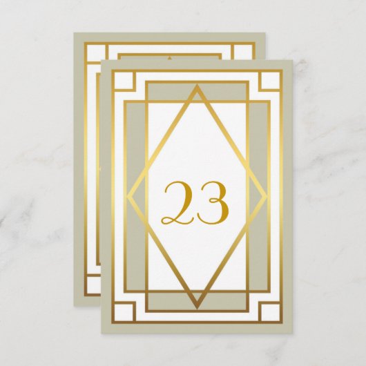Tafelnummer,Great Gatsby,elegant,chic,wit grijs Kaart (Voorkant / Achterkant)
