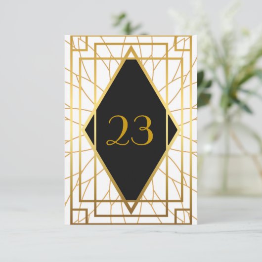 Tafelnummer,Great Gatsby,elegant,wit zwart goud Kaart (Staand voorkant)