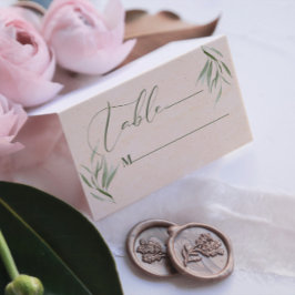 Tafelnummer Groen Foliage Beige Paper Business CA Visitekaartje