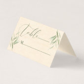 Tafelnummer Groen Foliage Beige Paper Business CA Visitekaartje (Voorkant)