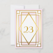 Tafelnummer, Grote Gatsby, elegant, chic, wit roze Kaart (Achterkant)