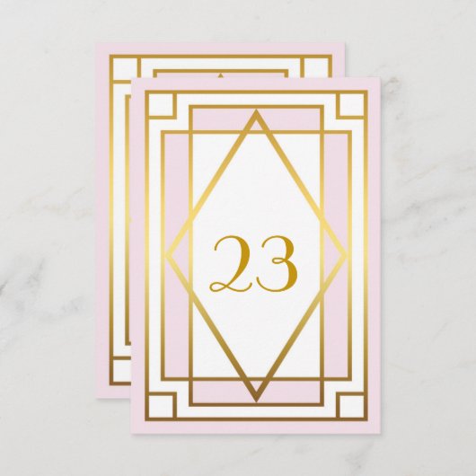 Tafelnummer, Grote Gatsby, elegant, chic, wit roze Kaart (Voorkant / Achterkant)