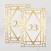 Tafelnummer, Grote Gatsby, elegant, chic, witgoud Kaart (Voorkant / Achterkant)