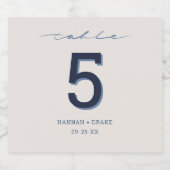 Tafelnummer Handgeschreven Script Bruiloft Sparkling Wijnetiket (Enkel label)