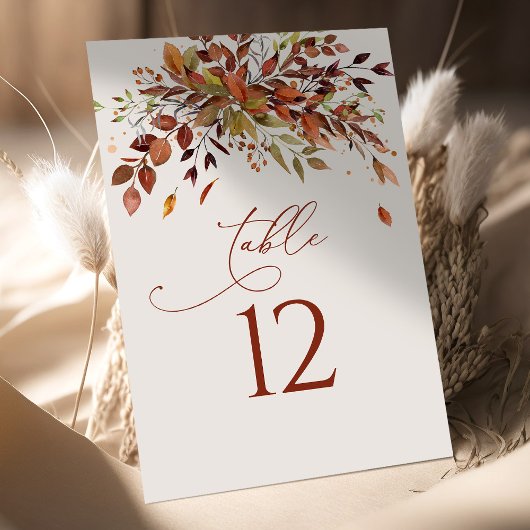 Tafelnummer Herfst Aquarel Bruiloft