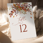 Tafelnummer Herfst Waterverf Bruiloft<br><div class="desc">Voeg een vleugje grilligheid toe aan uw bruiloft met deze betoverende tafelnummerplaat versierd met delicate herfst waterverf. Het dromerige ontwerp zorgt moeiteloos voor een magische sfeer voor uw speciale dag en creëert een onvergetelijke ervaring voor zowel u als uw gasten. Elk tafelnummerbord wordt geleverd met een complementair ezel, wat zorgt...</div>