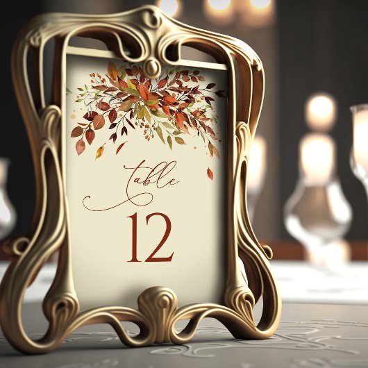 Tafelnummer Herfst Waterverf Bruiloft