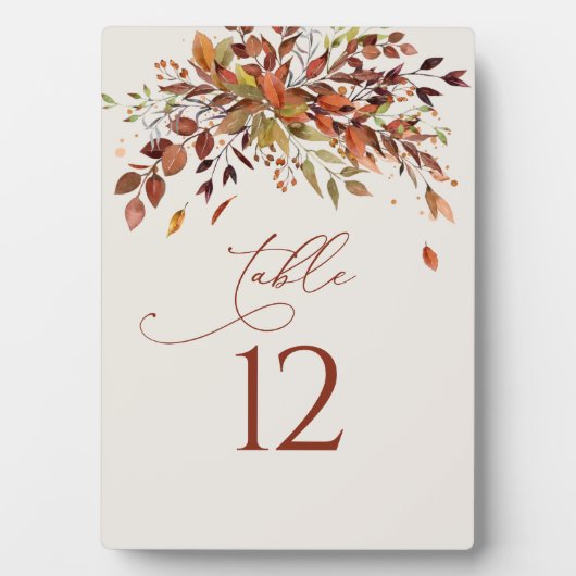 Tafelnummer Herfst Waterverf Bruiloft Ezel Fotoplaat (voorkant)