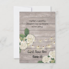 Tafelnummer-houder voor trouwfeest met hortensia e kaart