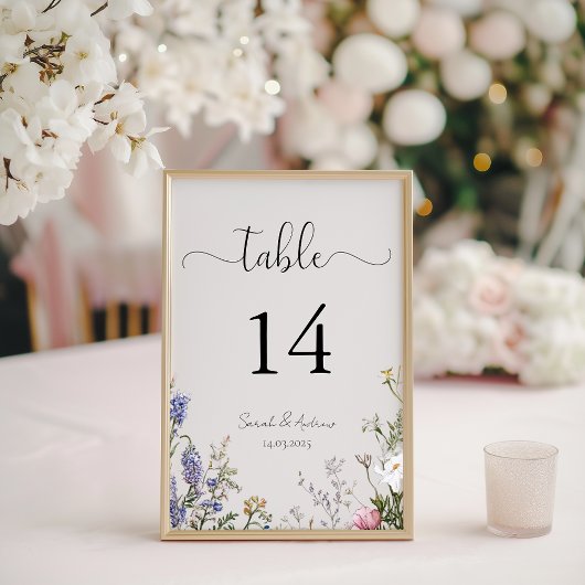 Tafelnummer Huwelijk met Landelijke Wilde Bloemen