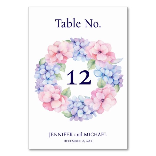 Tafelnummer Hydrangea Bruiloft (Achterkant)