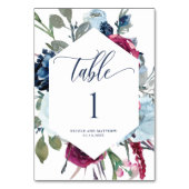 Tafelnummer Kaart Berry, Blue en Bourgogne Floral (Achterkant)