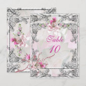 Tafelnummer Kaart Elegant Wedding Pink Rose (Voorkant / Achterkant)